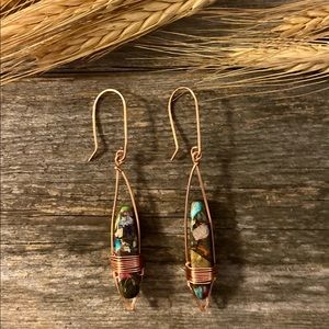 New Boho Style Jasper Copper Dangle Earrings